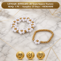 Ensemble de bagues extensibles en acier inoxydable plaqué or 18 carats avec perles, empilables, pour bijoux de mode – Vente chaude