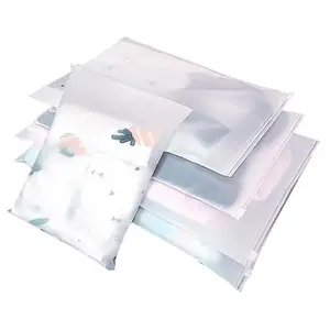 나일론 지퍼 가방 사용자 정의 로고 투명 젖빛 PE 가방 의류 속옷 포장 가방