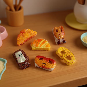 Barrettes à cheveux Nina Bread 8 cm, mignonnes, en résine, pour femmes et filles - Product Image 2