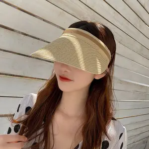 Sombreros de paja a la moda para mujer, visera ancha y grande, sombrero de Sol para playa, gorros de protección UV