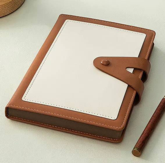 Di alta qualità A5 stampa personalizzata logo notebook pelle pu colore bordo colore bordo diario ufficio scuola diario con tasca