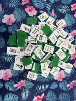 Mahjong Automatique de Luxe Moderne Portable, 2 Couches, 32mm, Bleu Vert, Style Américain/Occidental, pour Divertissement Familial Haut de Gamme