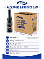 Fruitconcentraat, gekleurd en gearomatiseerd met echte vruchtvlees, 1L/fles * 12, multi-warehouse voorraad (VS/MY/RU) voor foodservice