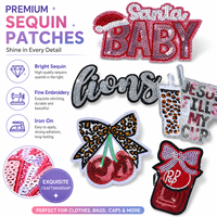 Patch brodé personnalisé à sequins, thermocollant, pour vêtements, sacs et chapeaux