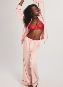 Pigiama Lungo in Raso Effetto Seta per <span class=keywords><strong>Donna</strong></span>, Taglie Americane Personalizzate, Set Pigiama Plus Size, Abbigliamento da Notte di Lusso - Product Image 2