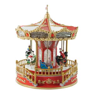 Carrousel de Noël musical lumineux à LED avec traîneau du Père Noël, décoration de Noël 2026, musique, village de Noël - Product Image 4