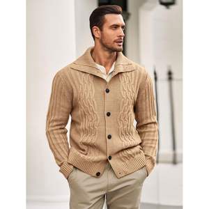 2025 Cárdigan para hombre, suéter con botones, manga larga, ajustado, tejido con Cable, suéteres informales de invierno, decoración con patrón de animales, ODM - Product Image 1