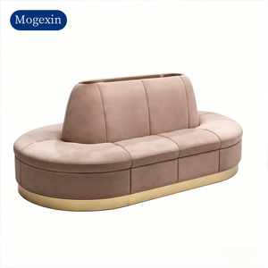 Modern Luxury Curved <b>Sofa</b>, Italian Style Upholstered Velvet <b>Sofa</b> with Gold Metal Base for Living Room - Product Image 6