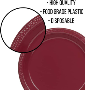 Reusable <b>Plastic</b> <b>Plate</b> for Parties Burgundy Recyclable <b>Plastic</b> <b>Plates</b> <b>Dinner</b> Party <b>Plates</b> for All Occasions - Product Image 4