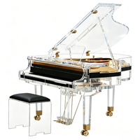 Piano à queue mécanique en acrylique cristallin doré à la main, instrument de musique de luxe moderne, clavier pour la maison, l'hôtel et les concerts