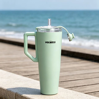 Mug isotherme hygiénique en acier inoxydable avec paille escamotable à un clic, isolation thermique pour les personnes soucieuses de leur santé
