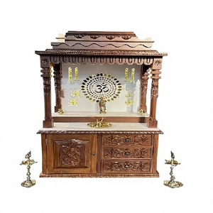 Contemporary Carving Pooja <b>Mandir</b> for Living Area Hot Selling Hindu Modern Mahadev Ganesha Temple DST Exports Sale New york USA - Product Image 1