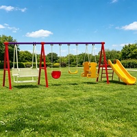 Ensemble balançoire pour enfants avec toboggan, sièges multi-balançoires, en plastique robuste, pour l'extérieur, la cour, la maison et la garderie