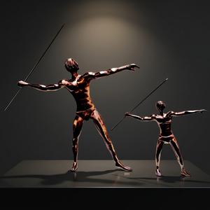 Juego de 2 Esculturas Figurativas de Aluminio, Decoración Artística Contemporánea para Mesa, Figuras Hechas a Mano para Sala de Estar, Jaffs Exports - Product Image 3