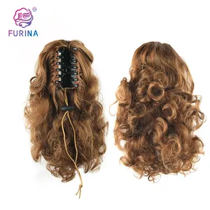 Вьющиеся волосы на заколках прическа 'конский хвост 14 ''светлые Синтетический термостойкий парик человеческих волос для чернокожих женщин