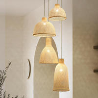 Lampe suspendue en bambou de style industriel rétro, personnalisable, de luxe, grande taille, pour restaurant, lustre en bambou tressé, lampe suspendue en bambou