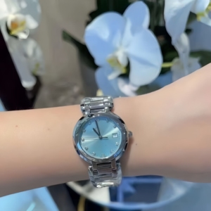 Montre pour femme élégante en acier fin de qualité supérieure, de luxe, bleue, au style raffiné - Product Image 5