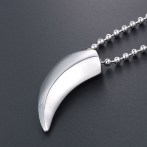 Collar con colgante de acero y titanio Wolf Tooth, diseño geométrico con forma de animal, joyería de moda para hombres y mujeres SP179 - Product Image 2