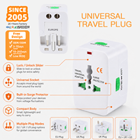 Adaptateur de Voyage Universel en Stock Prêt à l'emploi, Convertisseur de Prise Mondiale avec Protection Contre les Surtensions et Interrupteur de Verrouillage pour 150 Pays, Logo Personnalisé