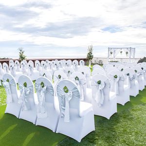 Housse de chaise de mariage populaire, économique, durable, réutilisable, lavable, confortable, en Spandex/Polyester, taille personnalisable, unie, teinte - Product Image 2