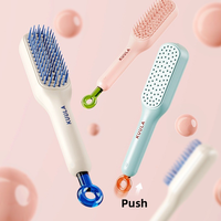 Brosse à cheveux auto-nettoyante portable unique et tendance, peigne rétractable à dents pour un usage domestique, boîte à dents rétractable pour démêler les cheveux