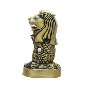 Thiết Kế Độc Đáo Tùy Chỉnh Bức Tượng In Singapore Cá Sư Tử Kim Loại Thủ Công Bức Tượng Thủ Công Lưu Niệm Bức Tượng - Product Image 5