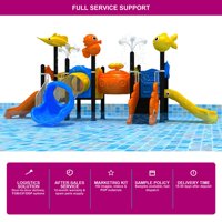 SageDelightRides Unité de jeu aquatique multi-stations commerciale avec circuit de tubes d'arrosage pour enfants, en LLDPE et tuyaux en acier, pour piscine, vente en gros