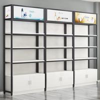 Étagère d'exposition en métal et bois Kainice pour les cosmétiques, les magasins de détail, les librairies, avec éclairage LED, étagères d'exposition en bois