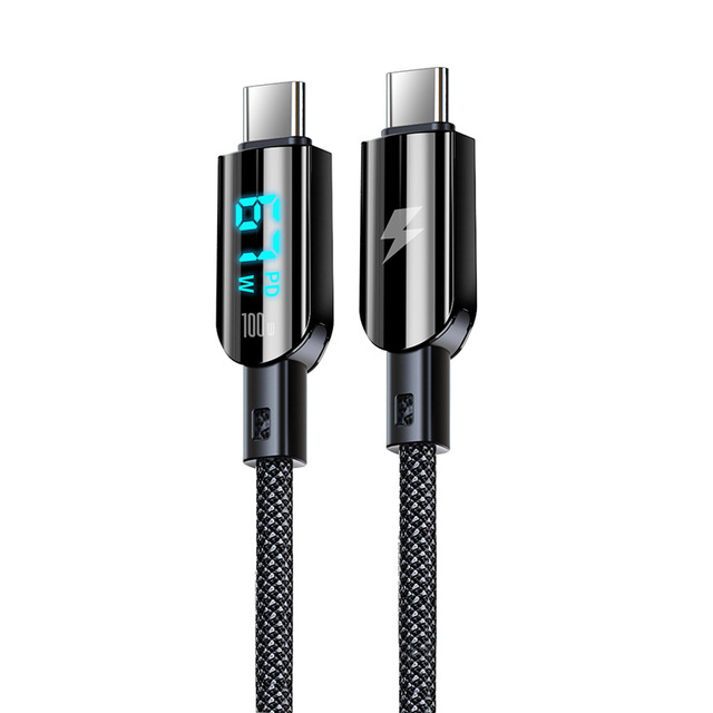High Quality 1.2m Nylon Braided Fast Charging PD27W USB-A to C to C Digital Display Cable for IOS Devices