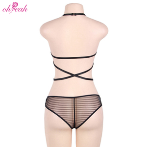 Prix de gros de haute qualité érotique transparent rayé maille <span class=keywords><strong>latex</strong></span> Teddy body lingerie sexy pour femmes adultes - Product Image 6
