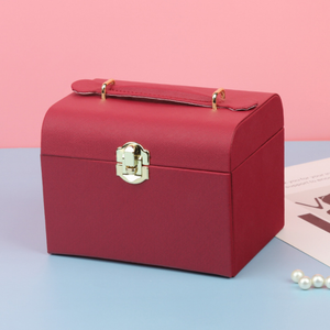 Vente flash - Petite boîte à bijoux de voyage faite à la main, multifonctionnelle, 3 étages, recouverte de cuir PU - Product Image 2