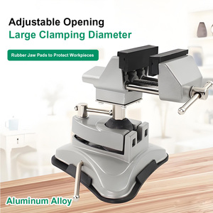 Santwell Die-Cast Aluminum Alloy Universal Bench Vise Suction Base 360 Swivel Tilt Table <b>Clamp</b> Red Handle Adjustable Jaw OEM - Product Image 2