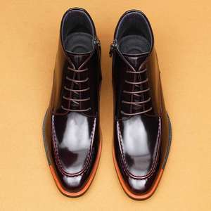 Botas Chelsea para Hombre 2025, de Piel Genuina con Acabado Brillante, Estilo Brogue Británico, con Cordones, Botines de Invierno, Casuales, de Vestir, para Boda - Product Image 2