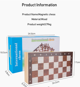 Set di Scacchi Educativo in Legno, Gioco <span class=keywords><strong>da</strong></span> <span class=keywords><strong>Tavolo</strong></span> Classico Pieghevole con Pezzi per Tornei di Scacchi Indoor - Product Image 6