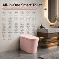 Toilette intelligente moderne à couleur personnalisable avec télécommande, cuvette carrée, siphon en P/S, chasse automatique, bidet monobloc en céramique pour salle de bain