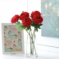 O-X548 Vente en gros de fleurs de chrysanthème à tige unique en soie, fleurs funéraires, chrysanthème artificiel géant, grand et volumineux