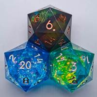 Dés en résine flottante Liquid Core Flowsand/Eye Resin 55mm D20 en gros pour jeux de table DND RPG