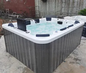 8 person garden villa swimspa hot tube outdoor with waterproof TV balboa system fountains bubble jets yacuzzi yoga play