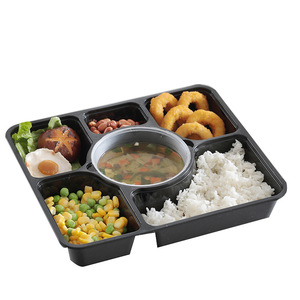 Contenitore per Alimenti da Asporto in Plastica Usa e Getta con 7 Scomparti, Nero Trasparente <span class=keywords><strong>Bianco</strong></span>, Adatto al <span class=keywords><strong>Microonde</strong></span>, con Ciotola per Zuppa - Product Image 5