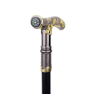 Bastón Decorativo de Cosplay con Diseño de Panda Negro y Dorado con Brújula, Bastón de <span class=keywords><strong>Dos</strong></span> Patas de Lujo para Caballero - Product Image 4