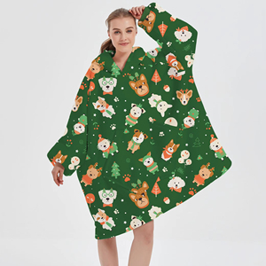 Factory Plush Christmas Wearable 100% Polyester OEKO-TEX Certified Customizable Blanket <strong>Hoodies</strong> Women <strong>Men</strong> Oversized Thick Warm - Product Image 1