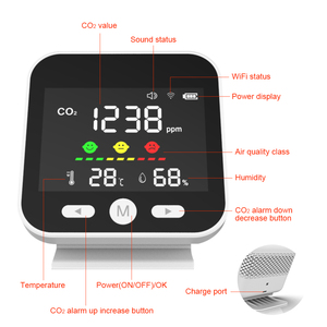CE Certified CO2 Monitor <strong>Sensor</strong> NDIR Type Air Quality Test with <strong>Temperature</strong> <strong>Humidity</strong> Blacklight USB Rechargeable Gas Detector - Product Image 2
