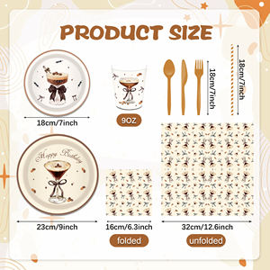 MM338 Martini <span class=keywords><strong>Espresso</strong></span> Dessert per feste Set piatti di carta Martini tovaglioli tazze per decorazioni di nozze di compleanno - Product Image 3