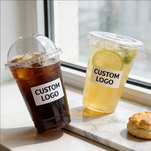 Gobelets en plastique de qualité alimentaire pour thé au lait, 14 oz avec couvercles et gobelets jetables personnalisés avec logo de 16 oz pour les boissons - Product Image 6