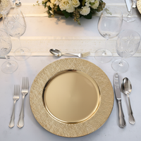 Assiettes de Présentation de Luxe en Plastique PP de 13 Pouces, Vente Directe Usine, Motif Personnalisé, Durables et Réutilisables pour Mariages et Fêtes d'Anniversaire