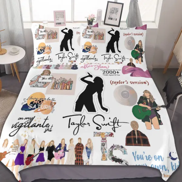 Neuankömmling benutzer definierte Taylor Swifties 3D-gedruckte Mikro faser maschinen wasch bar Twin Kissen bezug Bett bezug Dreiteiliges Set