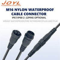 Connecteur étanche surmoulé JOYL M16, câble 2-12 broches 15A 250V IP67/IP68 pour équipement industriel