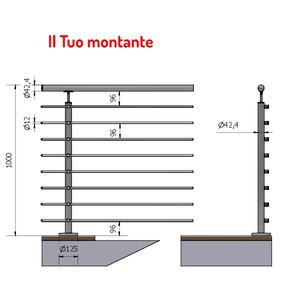 ราวจับแนวตั้ง A4-round P110108-8ผ้าซาติน, ราวจับ316 Ø 42.4 8สมาชิกแก้ไขความสูง1.00เมตร - Product Image 1