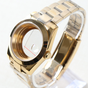 Stainless Steel Sapphire Crystal Waterproof <b>Watch</b> <b>Case</b> for NH35 Movement 28.5mm Dial 36mm/39mm Gold Watchband - Product Image 2