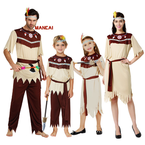 Costume d'Halloween indien pour femmes, hommes et enfants, ensemble de costumes pour la scène, performance, demoiselle, princesse indienne, cosplay, robe indienne - Product Image 1
